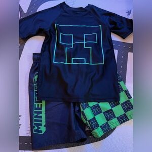 Minecraft Swim Trunks and Rashguard